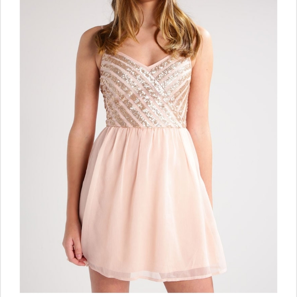 Ballerina Pink Gold Sequin Cami Dress